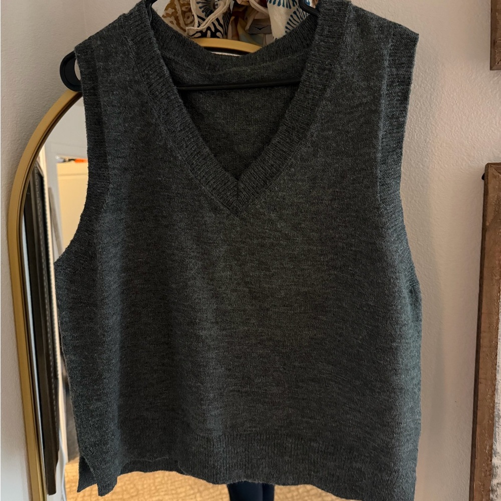 Gray V-Neck Sweater Vest
